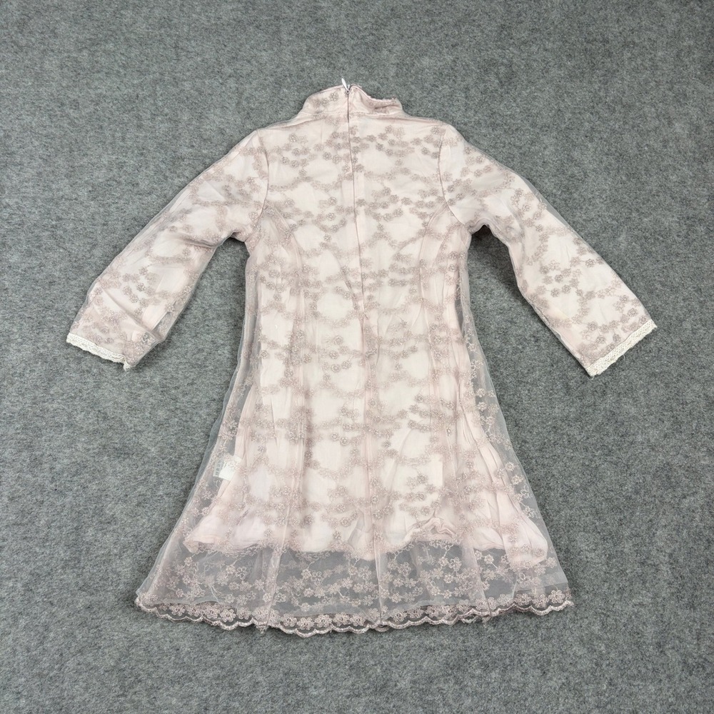 Unbranded Cheongsam Qipao Dress Girls Pink Lace Sheer Floral Frog Closure 100 - Picture 5 of 11